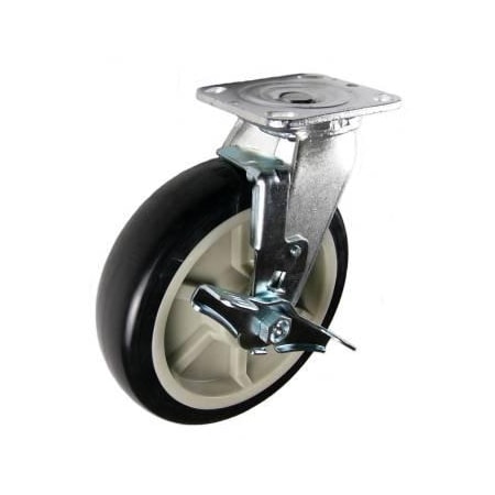 Mapp Caster 8"X2" Poly. on Polyolefin Core Whl Swvl Caster W/ Brake, 1,200 Lbs Cap 146PRX820SB